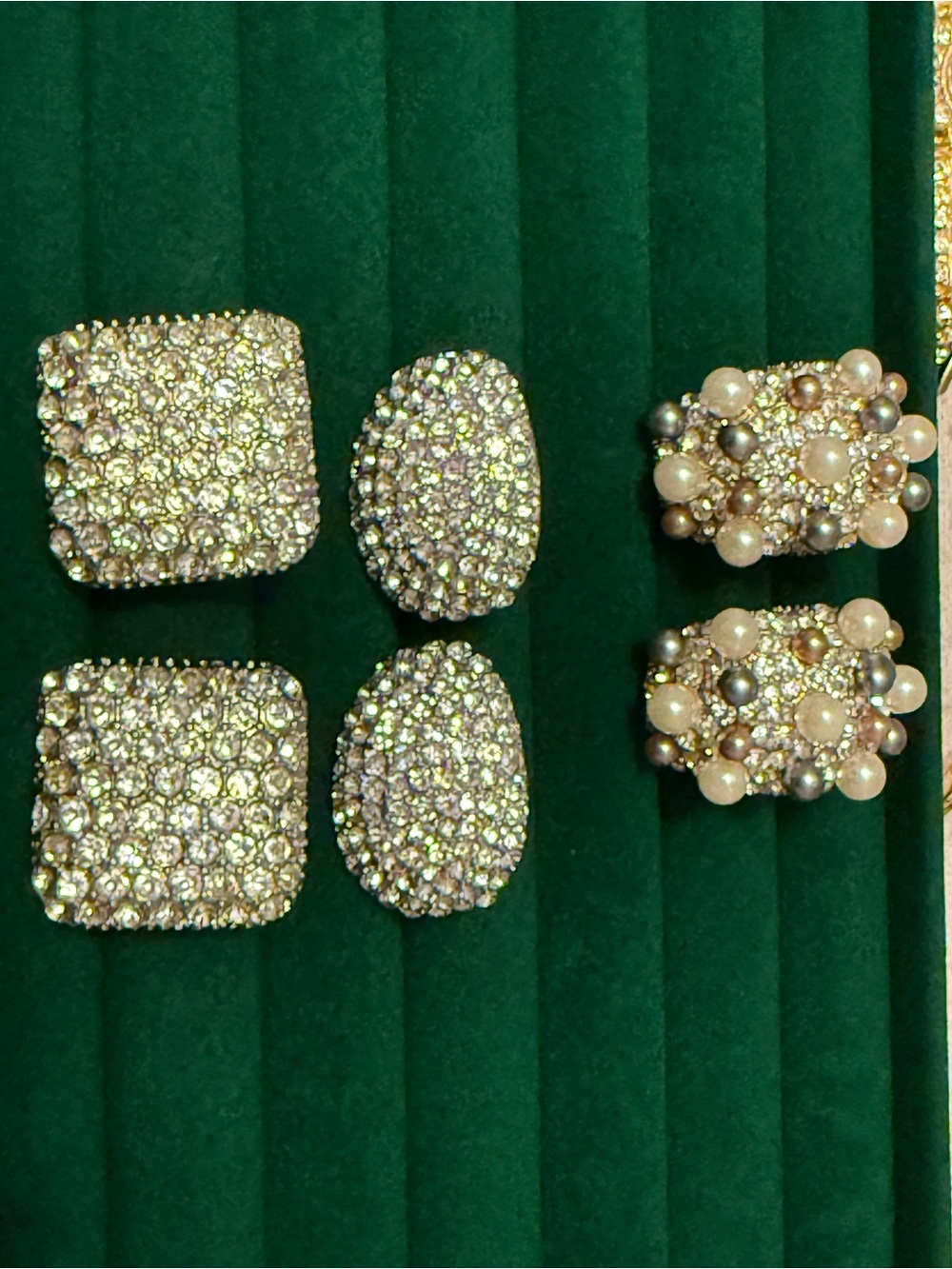 Vintage Crystal Cluster Statement Earrings Lot- Unbranded